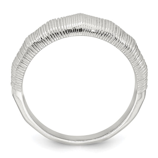 Sterling Silver Polished and Grooved Size 7 Ring