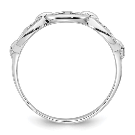Sterling Silver Rhodium-plated Polished Mariner Link Size 8 Ring
