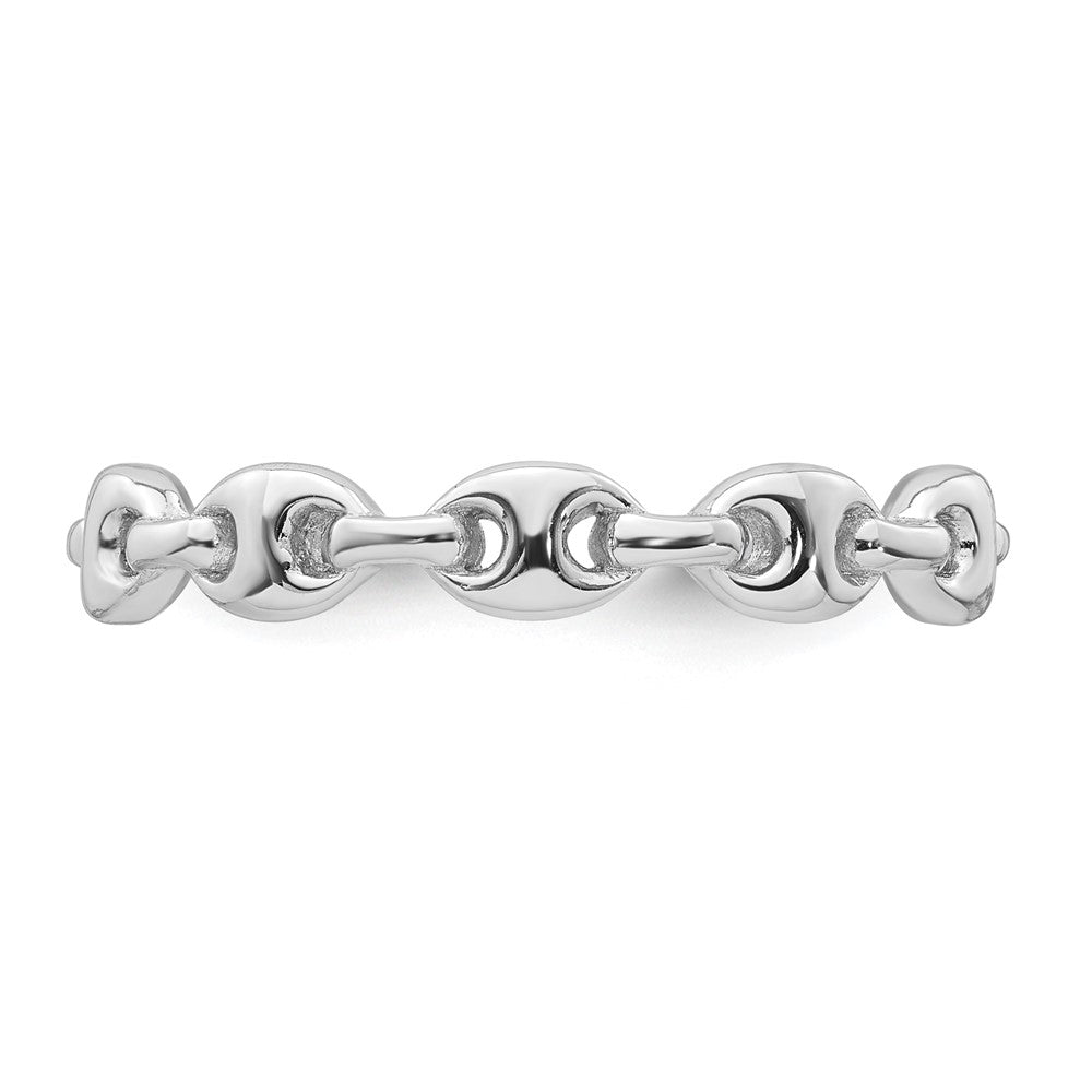 Sterling Silver Rhodium-plated Polished Mariner Link Size 7 Ring