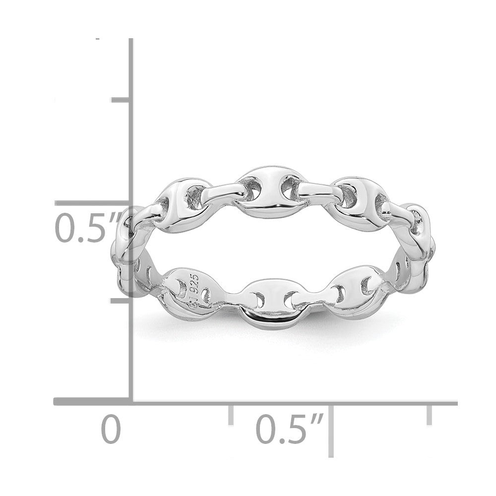 Sterling Silver Rhodium-plated Polished Mariner Link Size 8 Ring