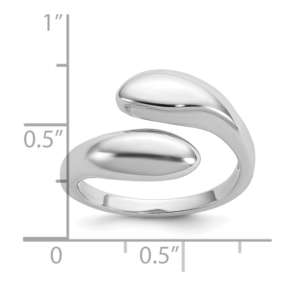 Sterling Silver Rhodium-plated Polished Open Bypass Size 6 Ring