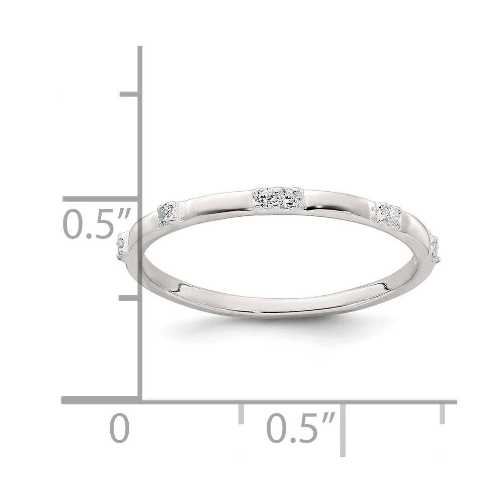 Sterling Silver Polished CZ 1.5mm Band Size 7 Ring