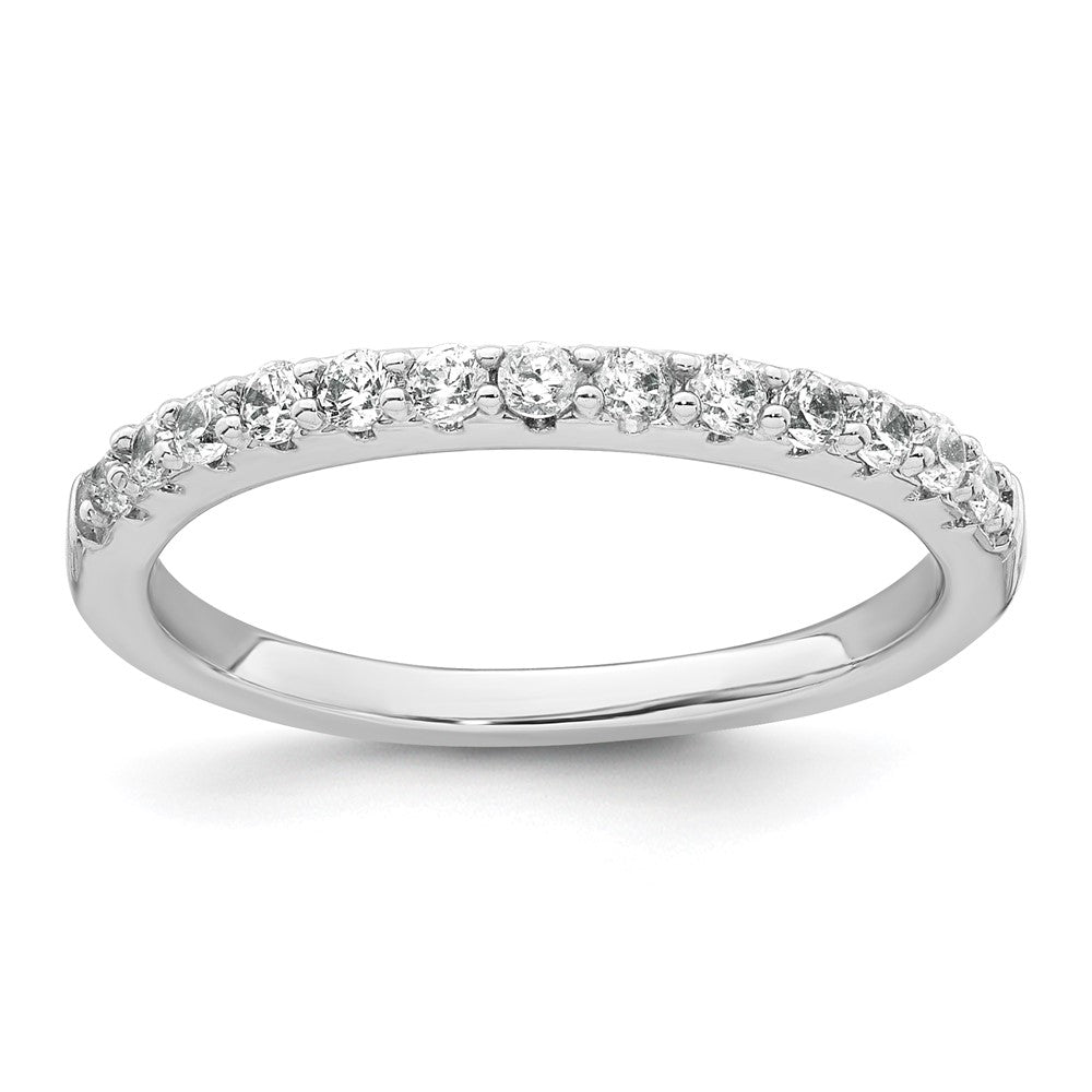 Sterling Silver Rhodium-plated Polished CZ Solitaire Size 7 Engagement Ring and Wedding Band Set