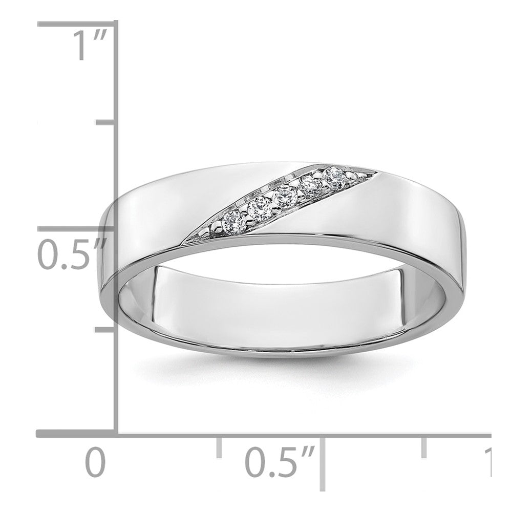 Sterling Silver Rhodium-plated Polished White CZ Mens Size 10 Band Ring