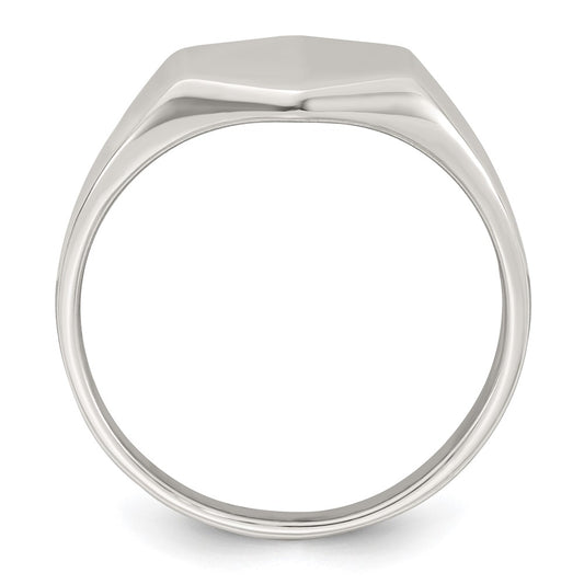 Sterling Silver Polished 12.2mm x 11.4mm Hexagon Closed Back Size 9 Mens Signet Ring