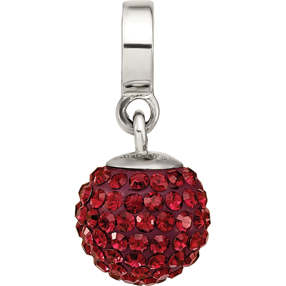 Sterling Silver Reflections June Red Preciosa Crystal Ball Dangle Bead