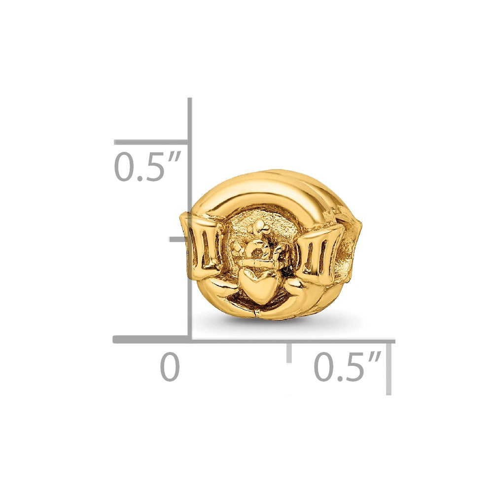 Sterling Silver Gold-plated Reflections Claddagh Bead