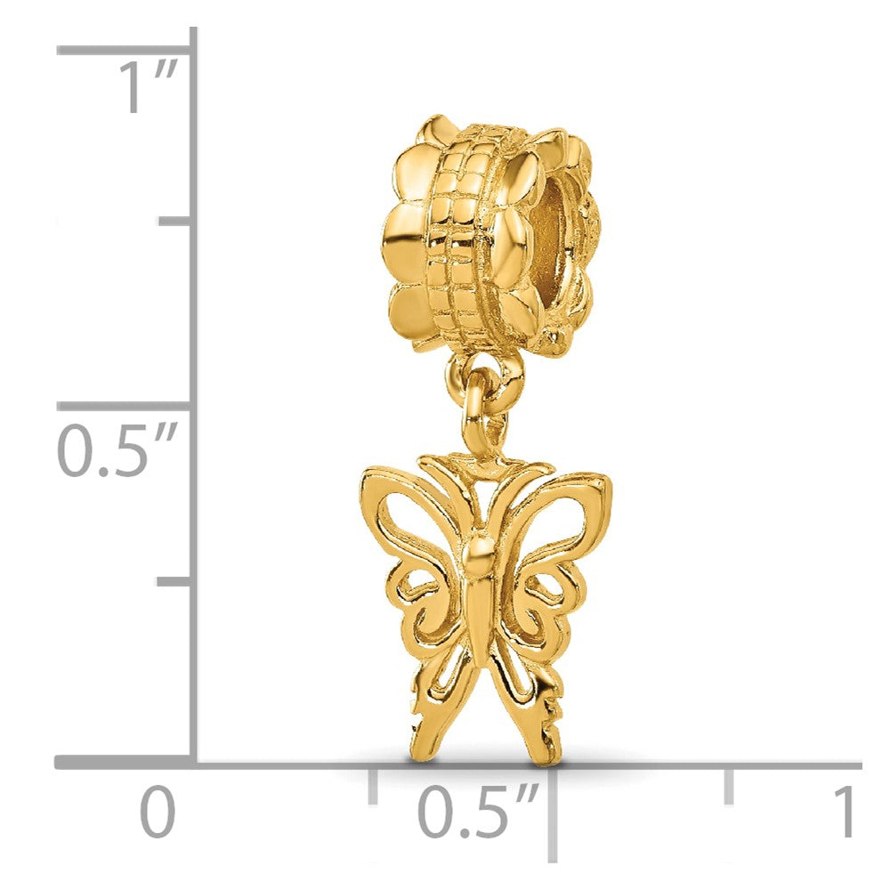 Sterling Silver Reflections Gold-plated Butterfly Dangle Bead