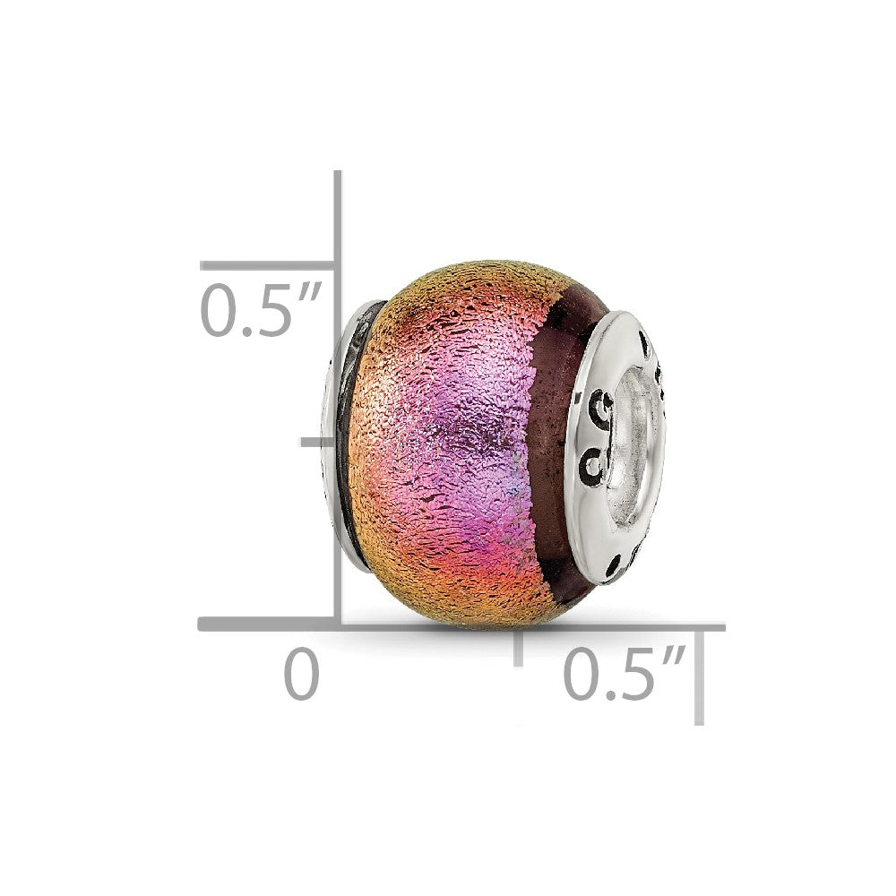 Sterling Silver Reflections Pink Dichroic Glass Bead