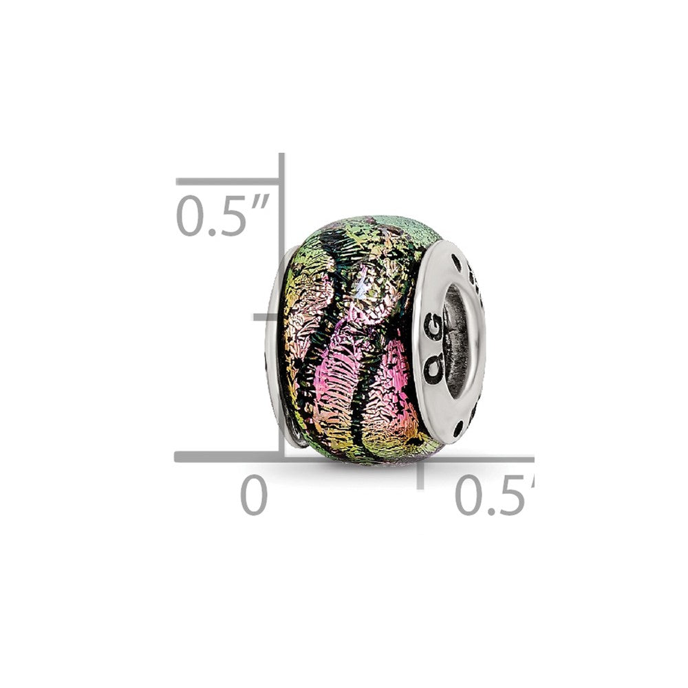 Sterling Silver Reflections Pink Dichroic Glass Bead