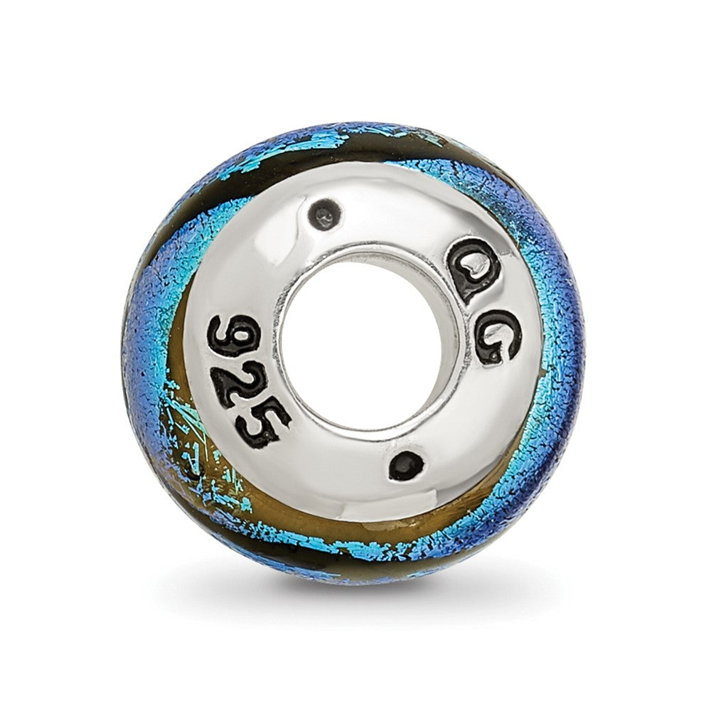 Sterling Silver Reflections Blue Dichroic Glass Bead