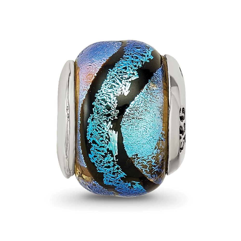 Sterling Silver Reflections Blue Dichroic Glass Bead