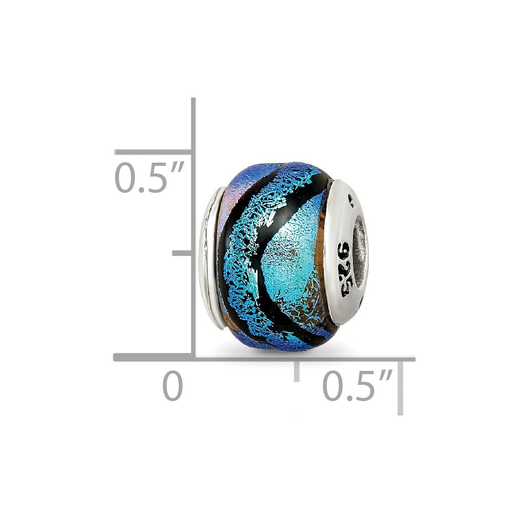 Sterling Silver Reflections Blue Dichroic Glass Bead