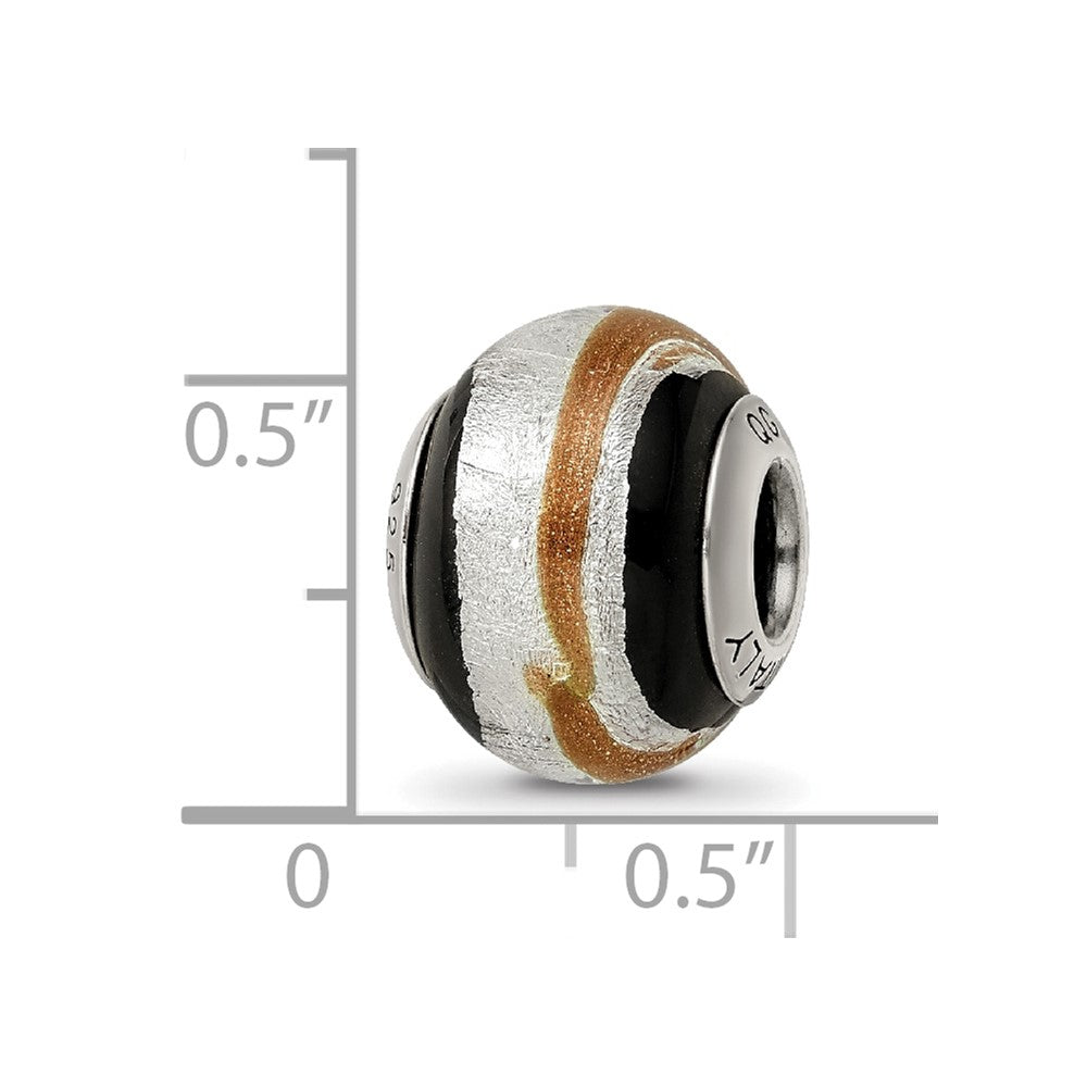 Sterling Silver Reflections Silvr/Gold/Black Italian Murano Bead