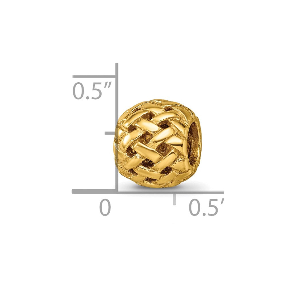 Sterling Silver Gold-plated Reflections Basketweave Bali Bead