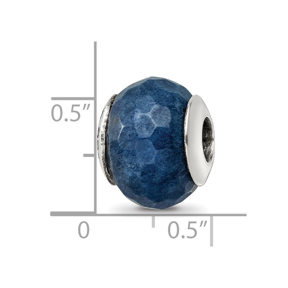 Sterling Silver Reflections Dark Blue Quartz Stone Bead