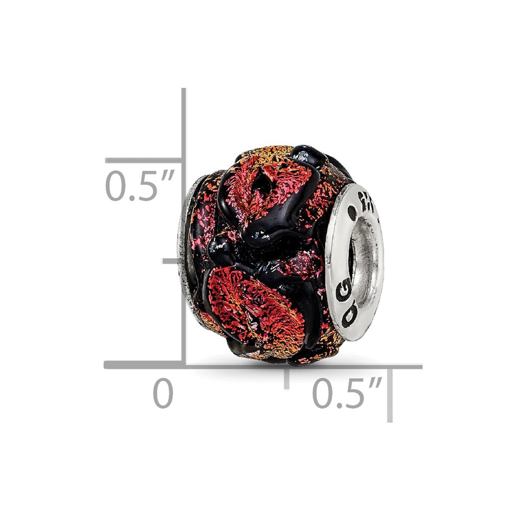 Sterling Silver Reflections Orange Dichroic Glass Bead