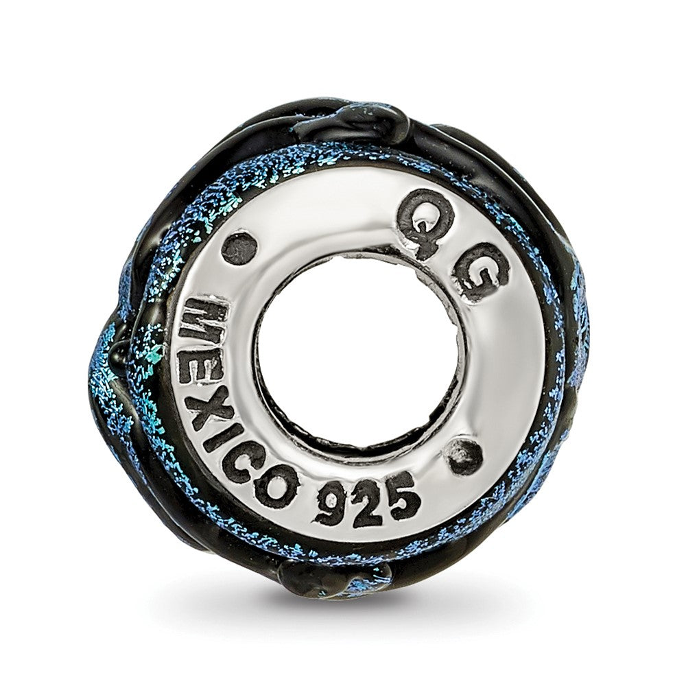 Sterling Silver Reflections Blue Dichroic Glass Bead