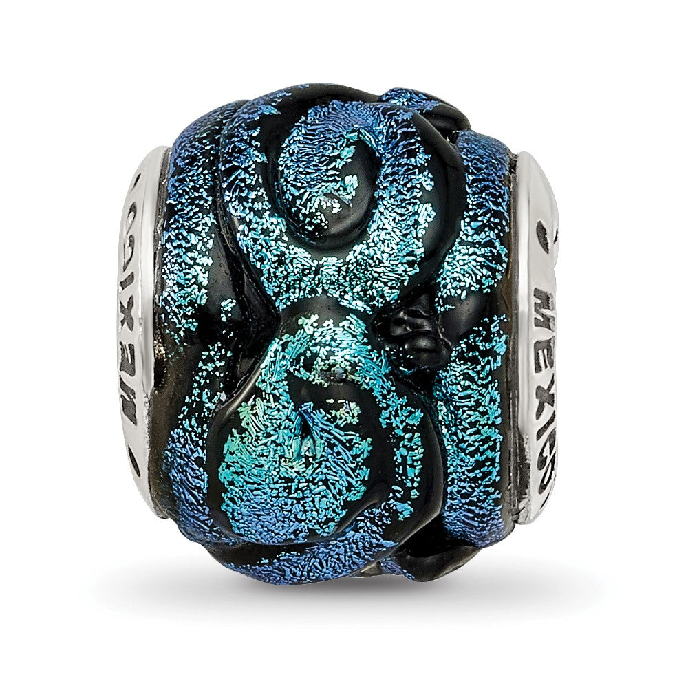 Sterling Silver Reflections Blue Dichroic Glass Bead
