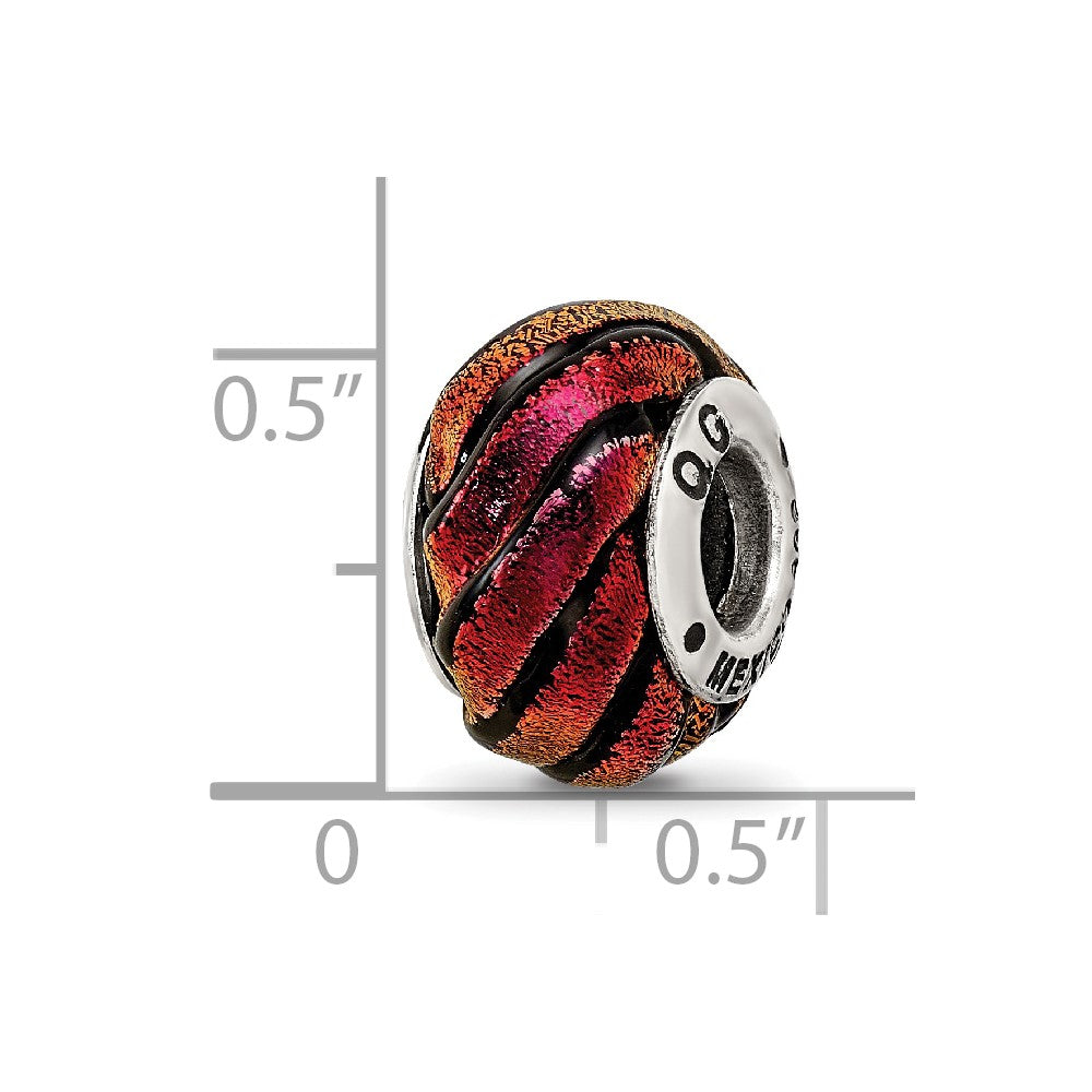 Sterling Silver Reflections Orange Swirl Dichroic Glass Bead