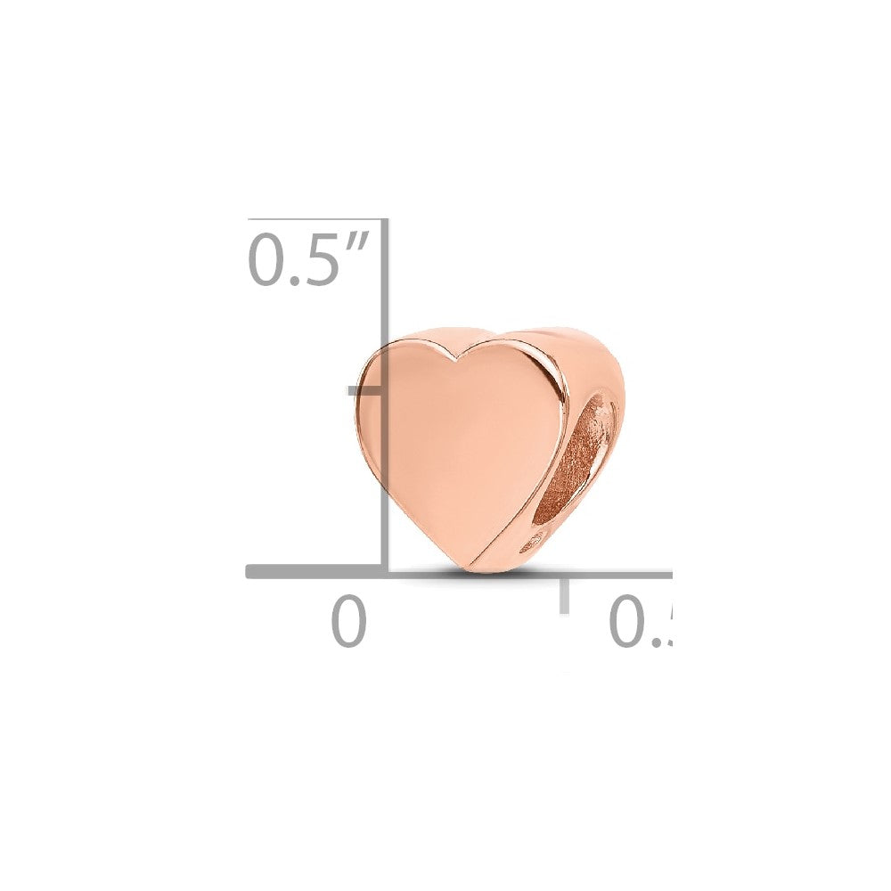 Sterling Silver Reflections Rose Gold-plated Polished Heart Bead