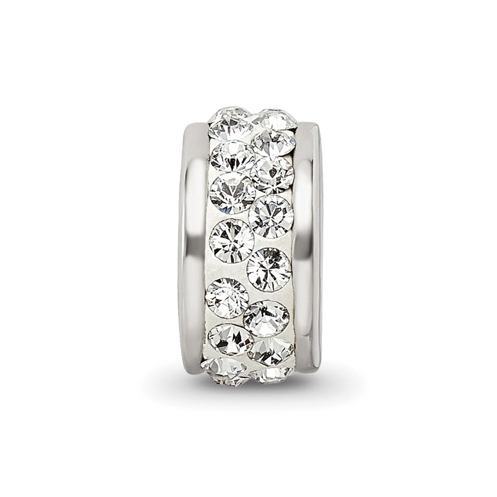 Sterling Silver Reflections Double Row White Preciosa Crystal Bead