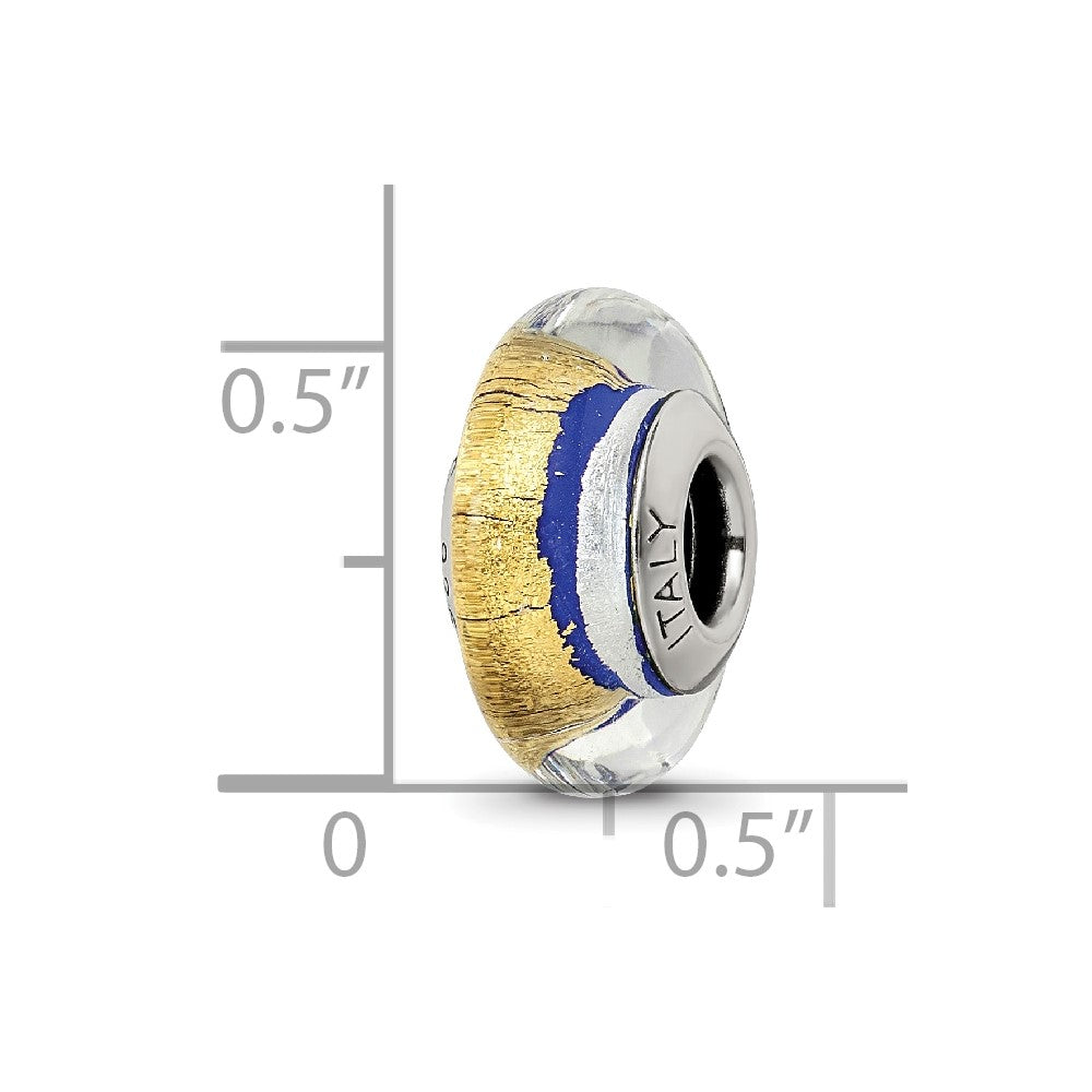 Sterling Silver Reflections Blue/Gold/Silver Italian Murano Bead