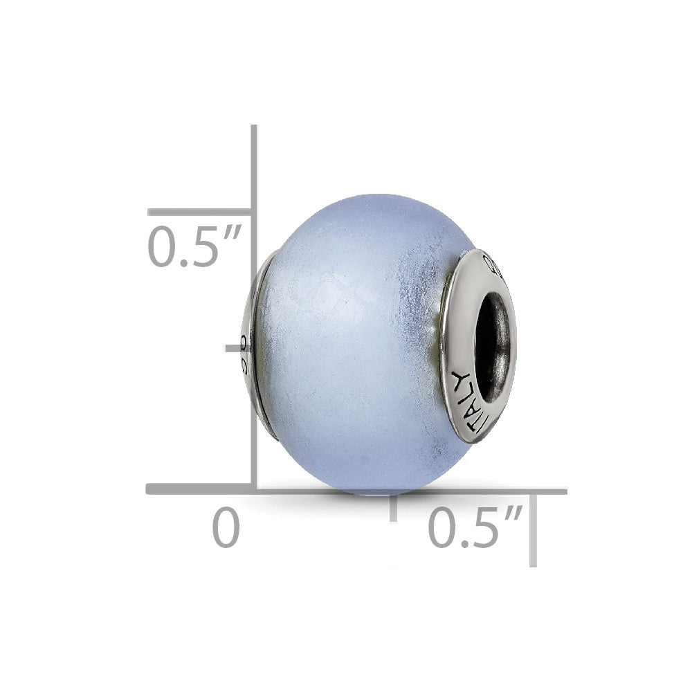 Sterling Silver Reflections Light Blue Matte Italian Murano Bead