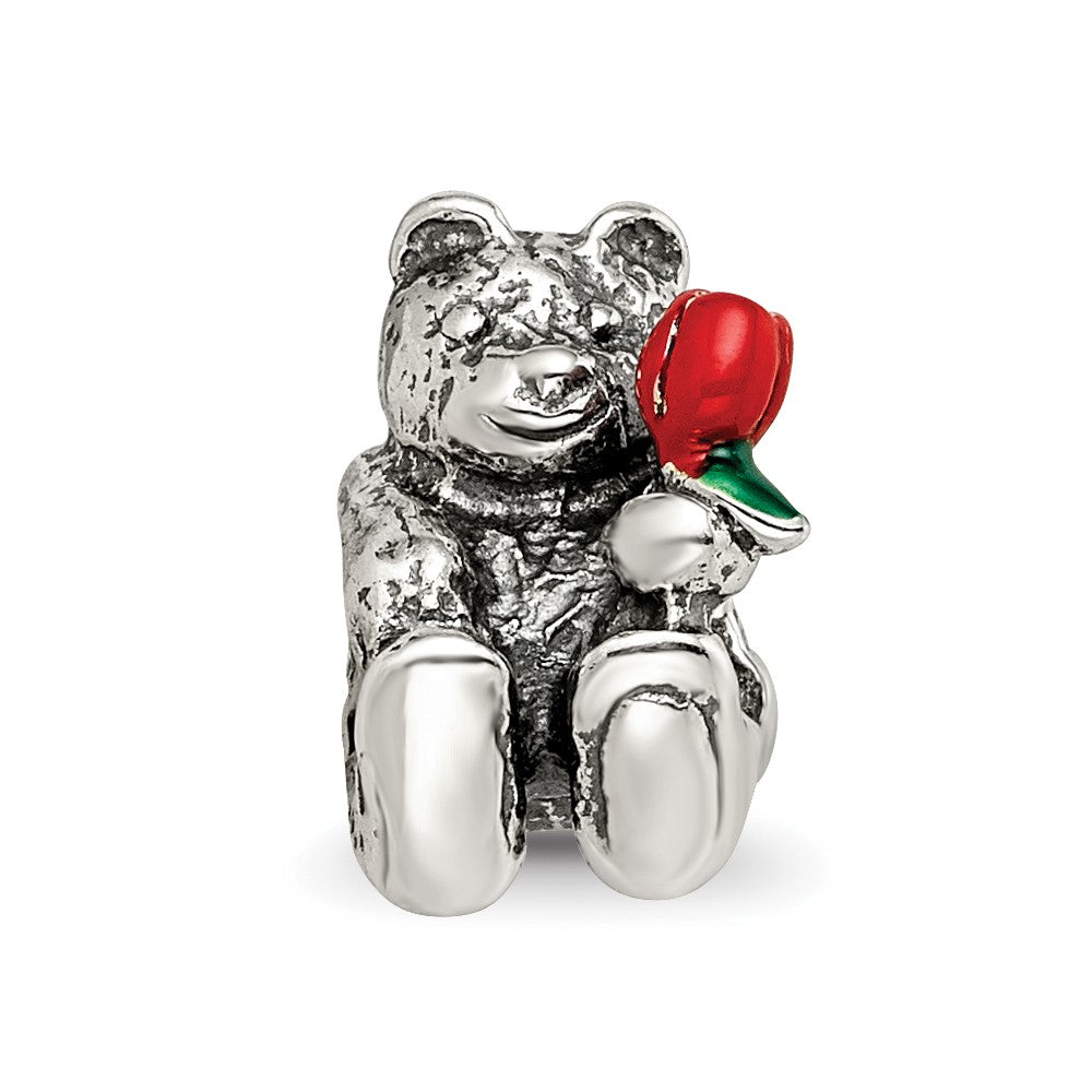 Sterling Silver Reflections Kids Bear with Enameled Flower Bead