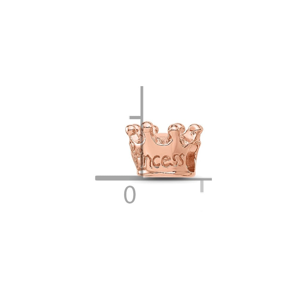 Sterling Silver Reflections Rose Gold-plated Princess Crown Kids Bead
