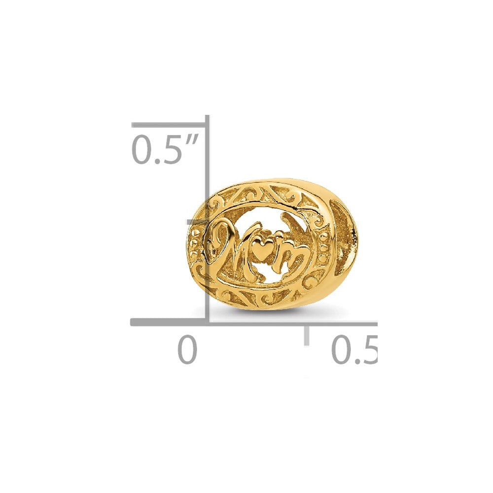 Sterling Silver Reflections Gold-plated Floral Mom Oval Bead