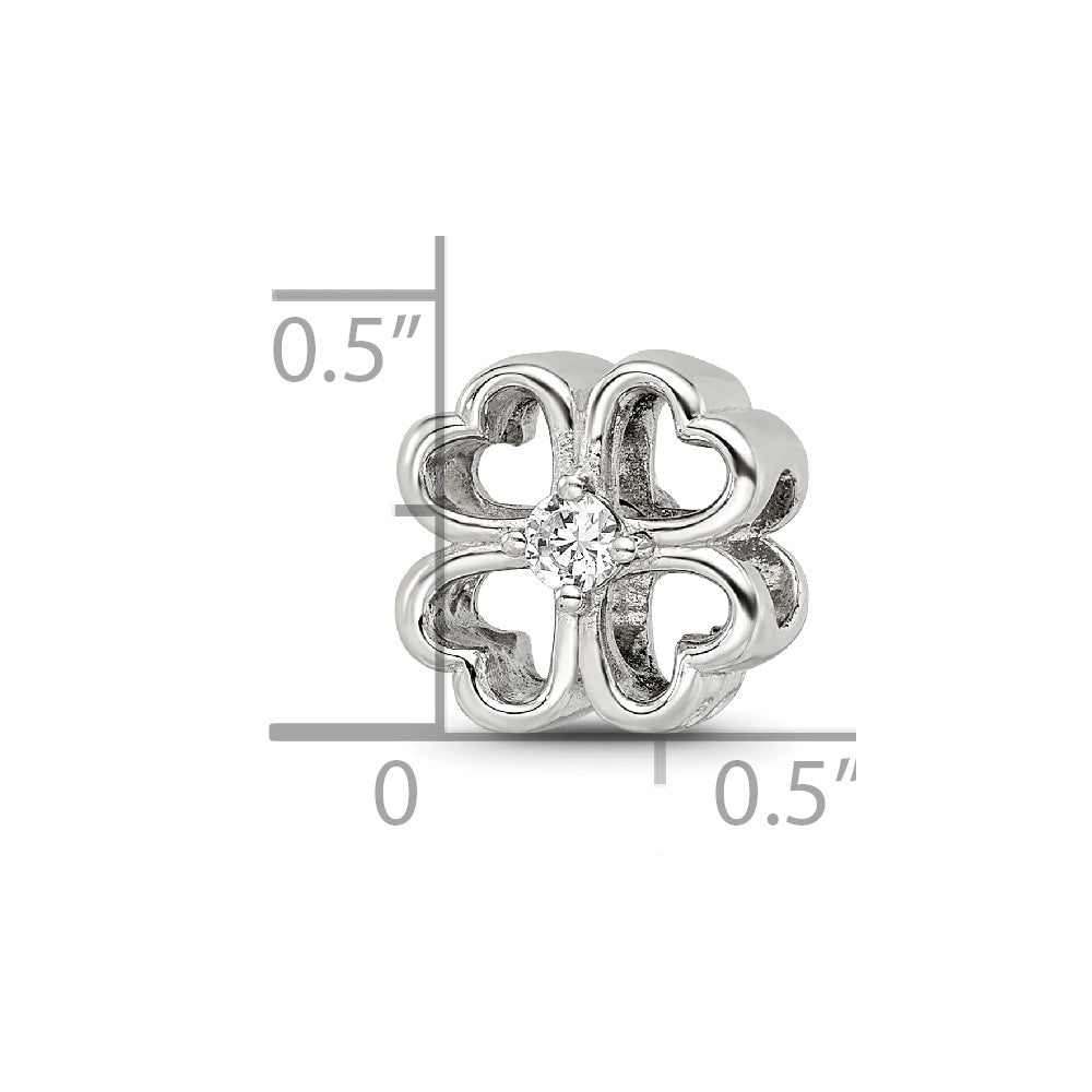 Sterling Silver Reflections Four Leaf Clover w/ CZ Bead