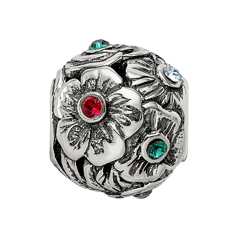 Sterling Silver Reflections Multicolor Preciosa Crystal Flower Bead