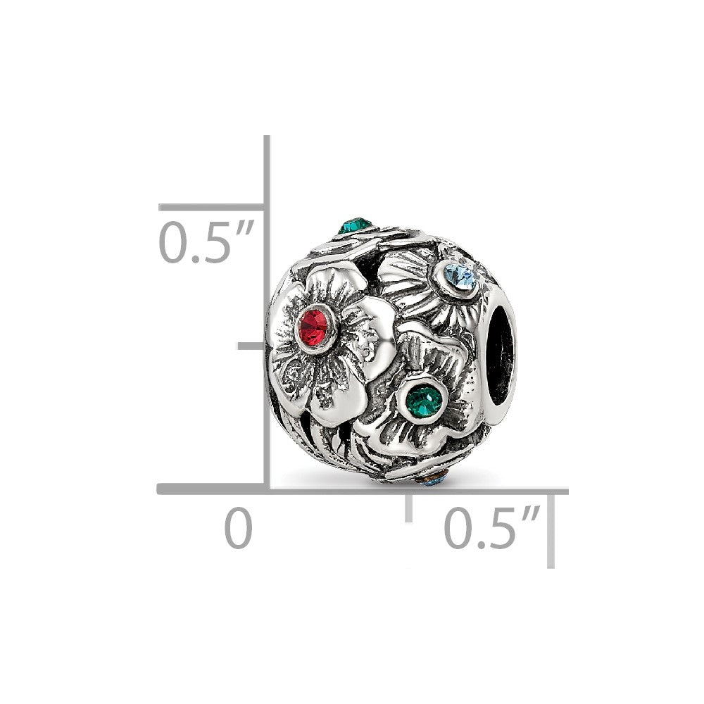 Sterling Silver Reflections Multicolor Preciosa Crystal Flower Bead