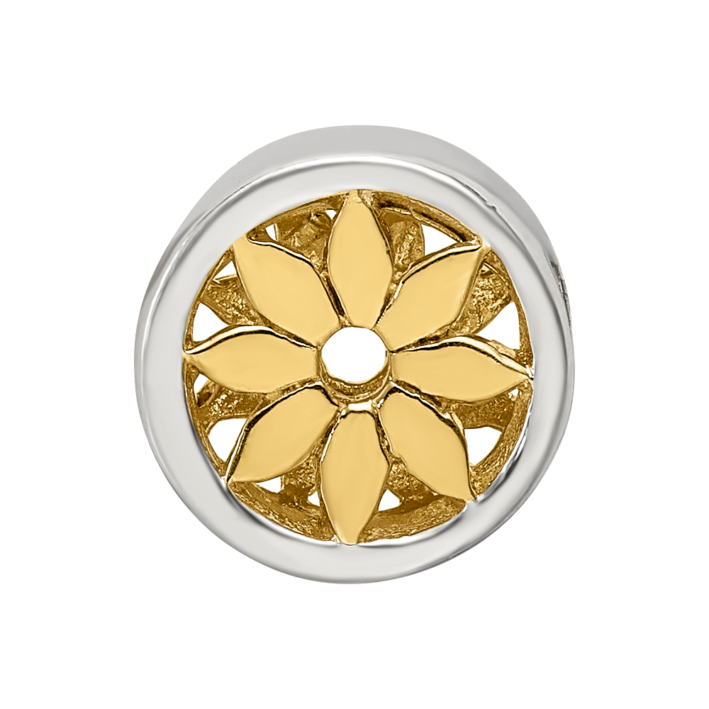 Sterling Silver Reflections Gold-plated Flower Bead