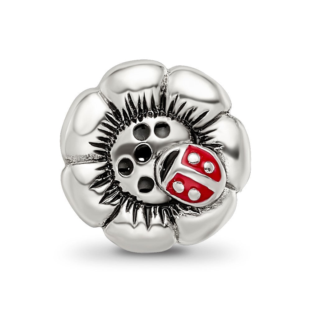 Sterling Silver Reflections Flower w/Enameled Ladybug Bead