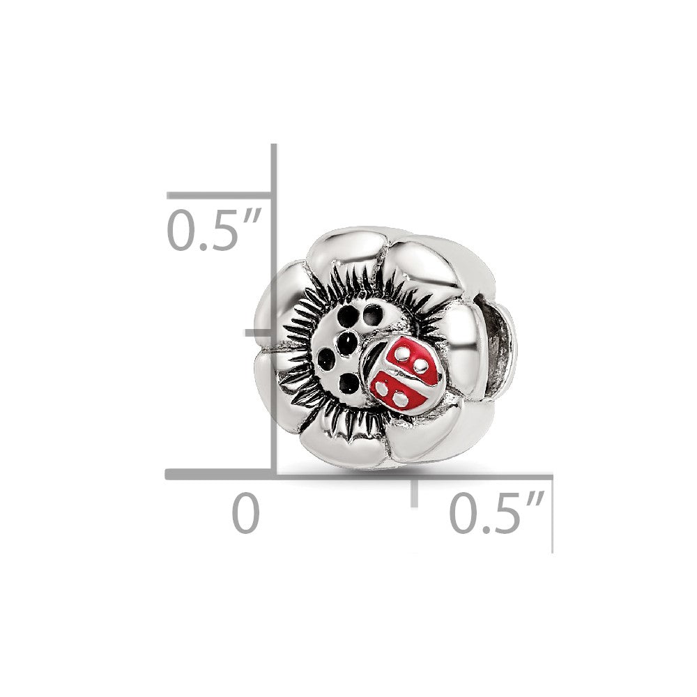 Sterling Silver Reflections Flower w/Enameled Ladybug Bead