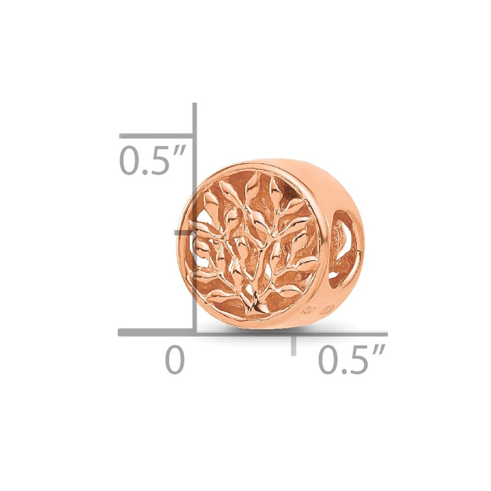 Sterling Silver Reflections Rose Gold-plated Tree of Life Circle Bead