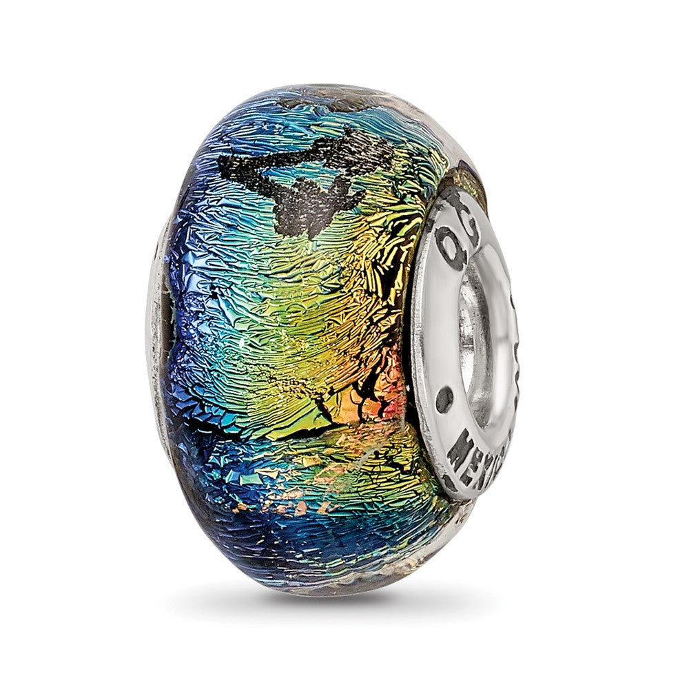 Sterling Silver Reflections Cancun Orange Dichroic Glass Bead