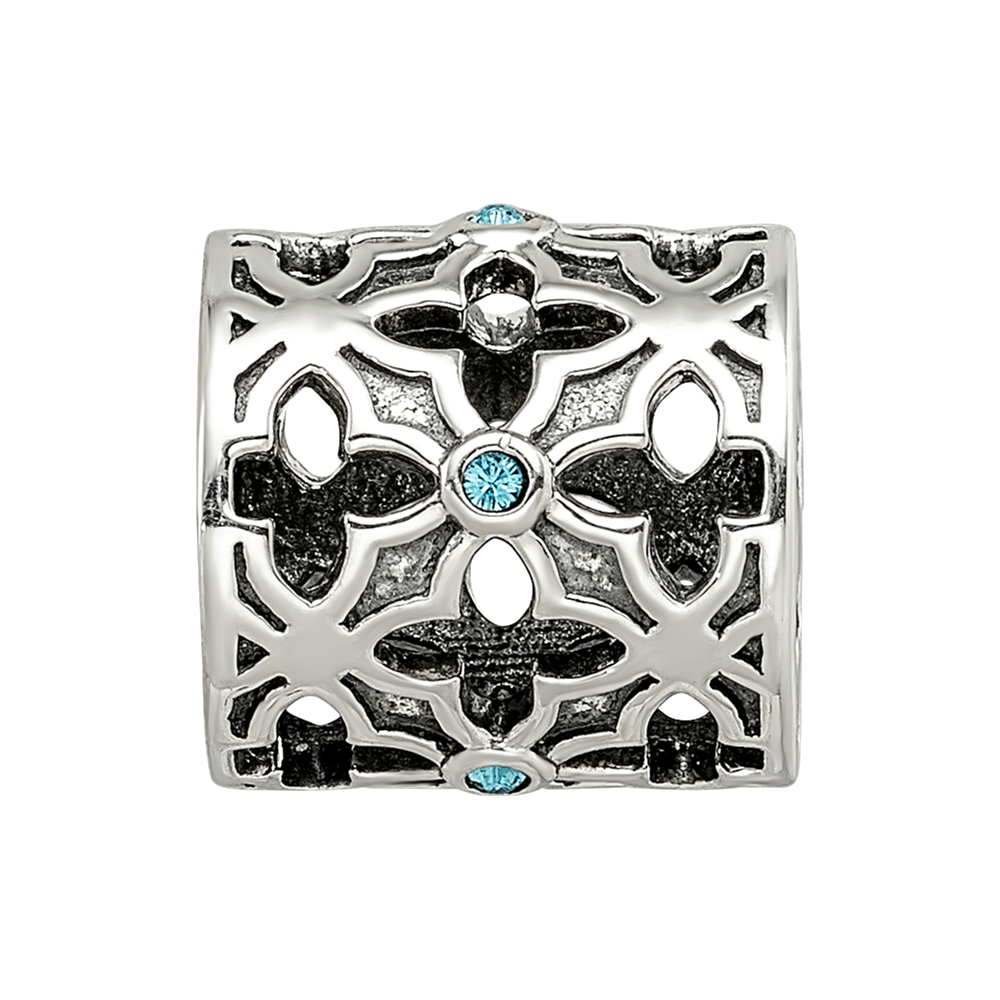Sterling Silver Reflections Moroccan Lattice with crystals Bead