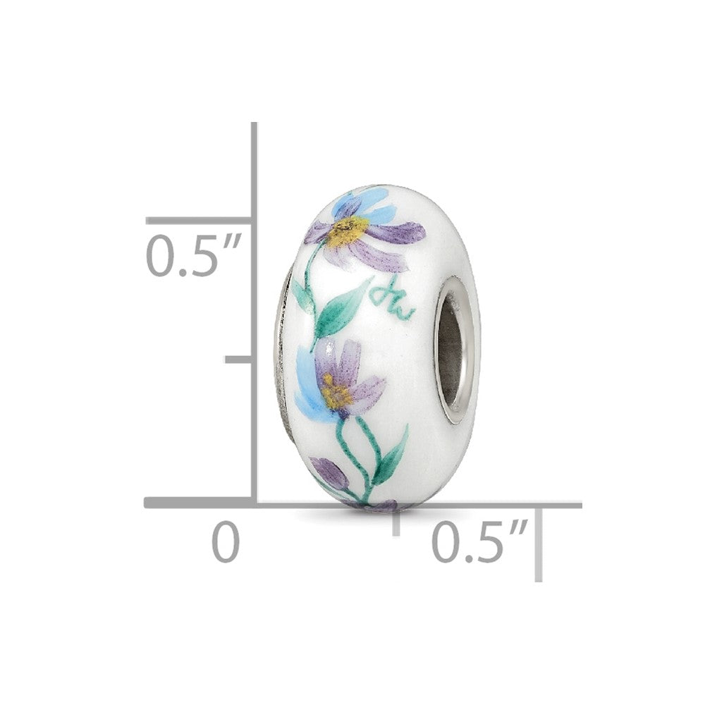 Sterling Silver Reflections Misty Morning Flowers Fenton Glass Bead