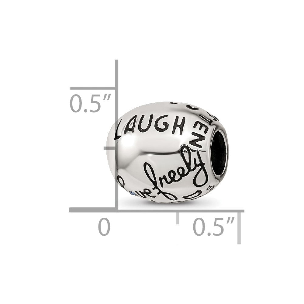 Sterling Silver Reflections Crystals Live Laugh Love Bead