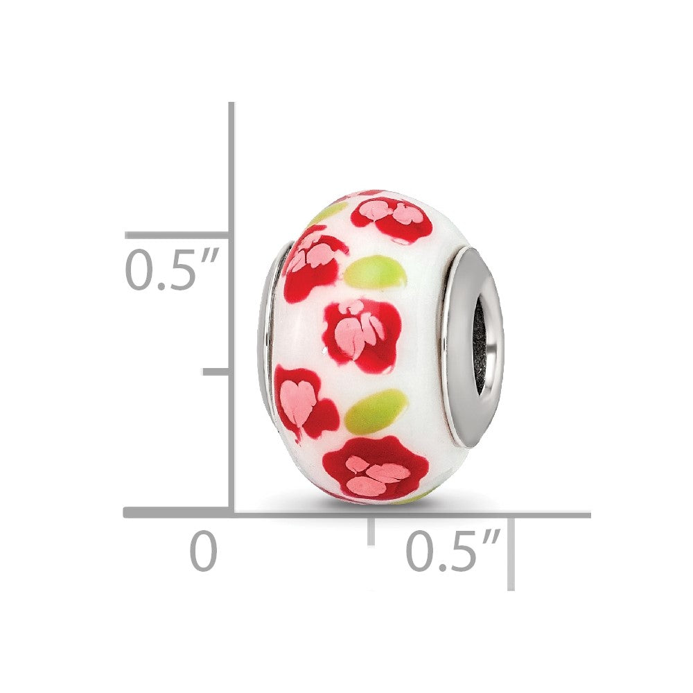 Sterling Silver Reflections Red/Pink Flower Italian Glass Bead