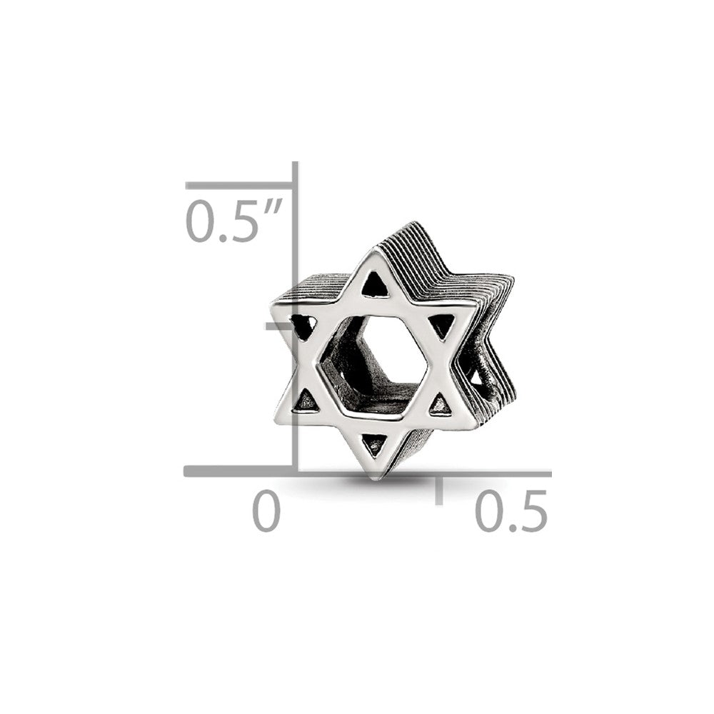 Sterling Silver Reflections Textured Star of David Bead