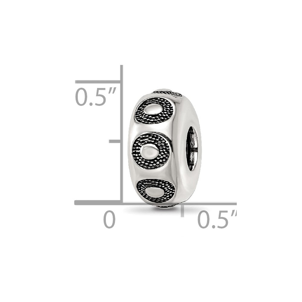 Sterling Silver Reflections Antiqued Circle Pattern Bead
