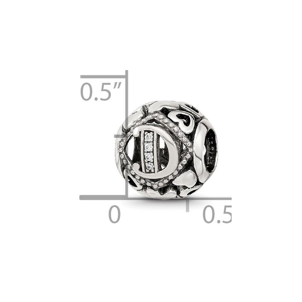 Sterling Silver Reflections CZ Letter D Bead