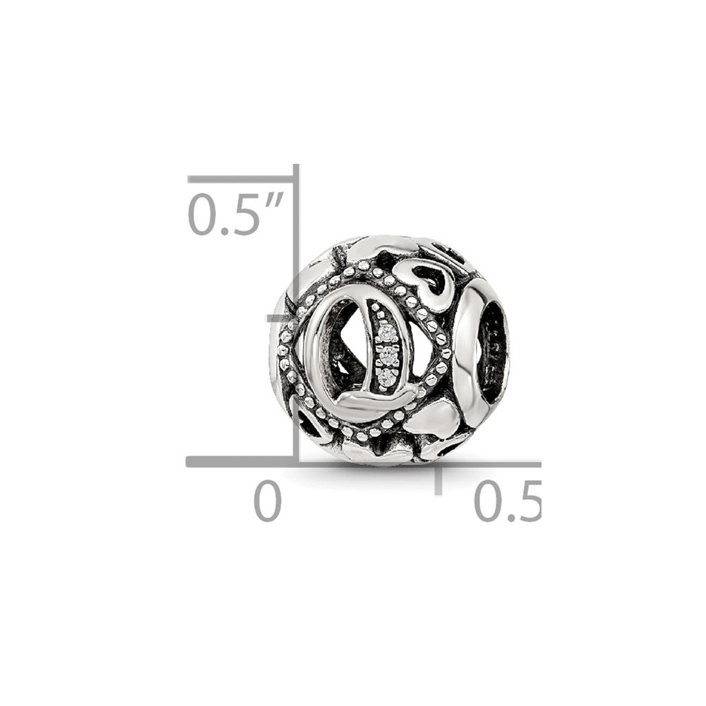 Sterling Silver Reflections CZ Letter Q Bead