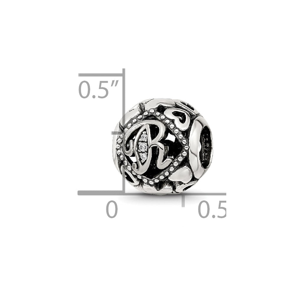Sterling Silver Reflections CZ Letter R Bead