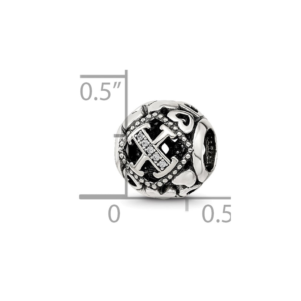 Sterling Silver Reflections CZ Letter X Bead