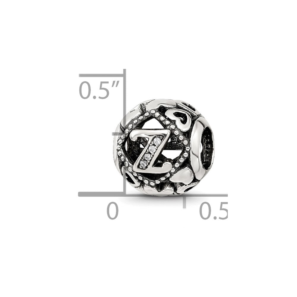 Sterling Silver Reflections CZ Letter Z Bead